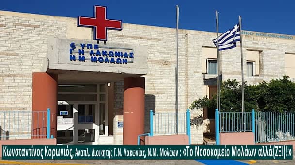 Σπυριδάκου: Υποβαθμίζεται το Νοσοκομείο Μολάων για να σωθεί το Γενικό Νοσοκομείο Σπάρτης.